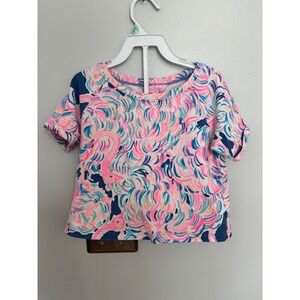 Lilly Pulitzer Girls Set Pink Blue Flamingo Top Shorts Size M‎ (6-7)